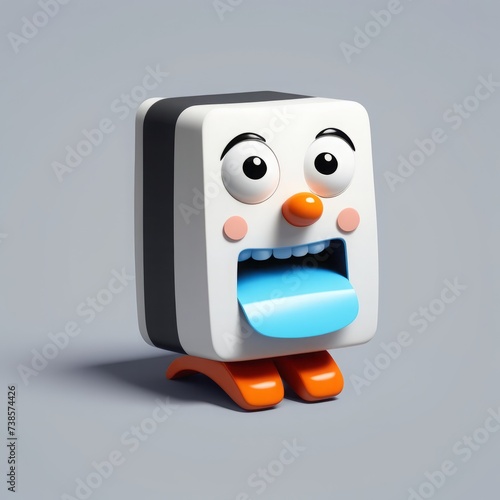 3d cartoon character of the monster, with open mouth, isolated on a grey background. cartoon monster. 3d cartoon character of the monster, with open mouth, isolated on a grey background. cartoon monst photo