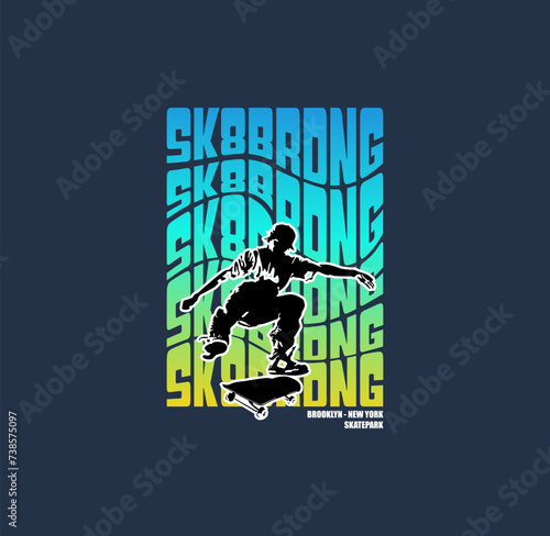 Skateboard vector illustration for apparel prints, posters, and other uses.