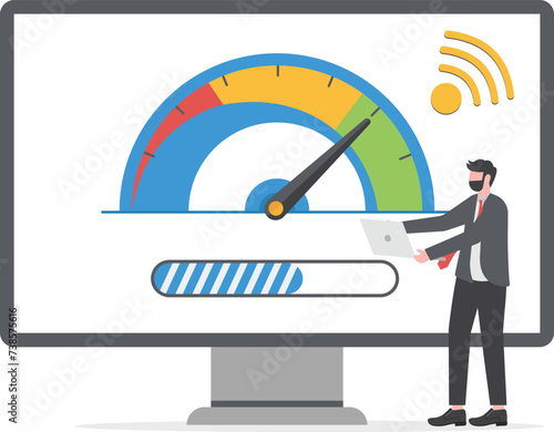 Online downloading and uploading speed test, website loading speed web template, internet speed check

