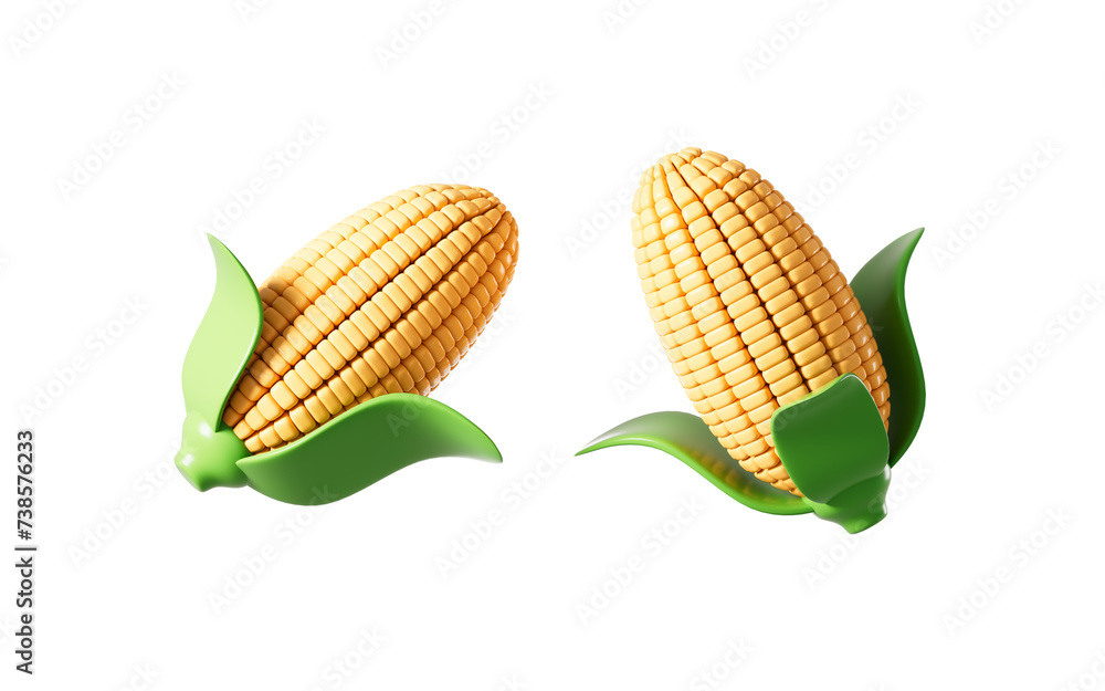Cartoon corn model, 3d rendering. Cartoon corn model, 3d rendering.