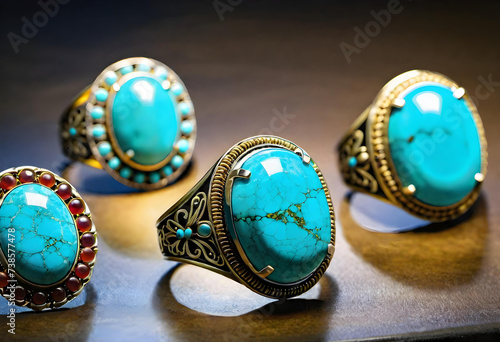 Turquoise Jewelry, Gemstone, Precious, Blue, Luxury, Fashion, Accessories, Necklace, Earrings, Bracelet, Ring, Glamour, Sparkle, Gem, Elegant, AI Generated