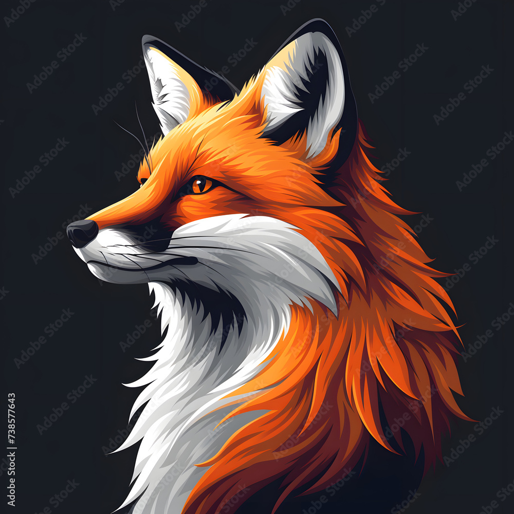 portrait red fox head, flat logo of Vector fox design portrait red fox head, flat logo of Vector fox design