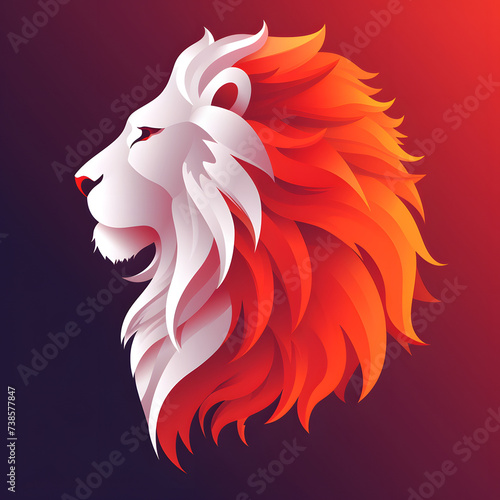 cartoon lion head vector. portrait of a lion. flat logo of Vector lion illustration photo