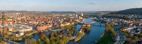 Aerial view of Hameln and the river Weser in Germany photo