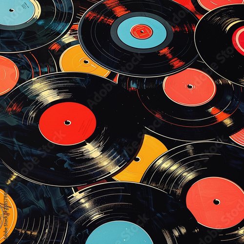 Vinyl records indie bands revive golden music eras in pop visuals photo
