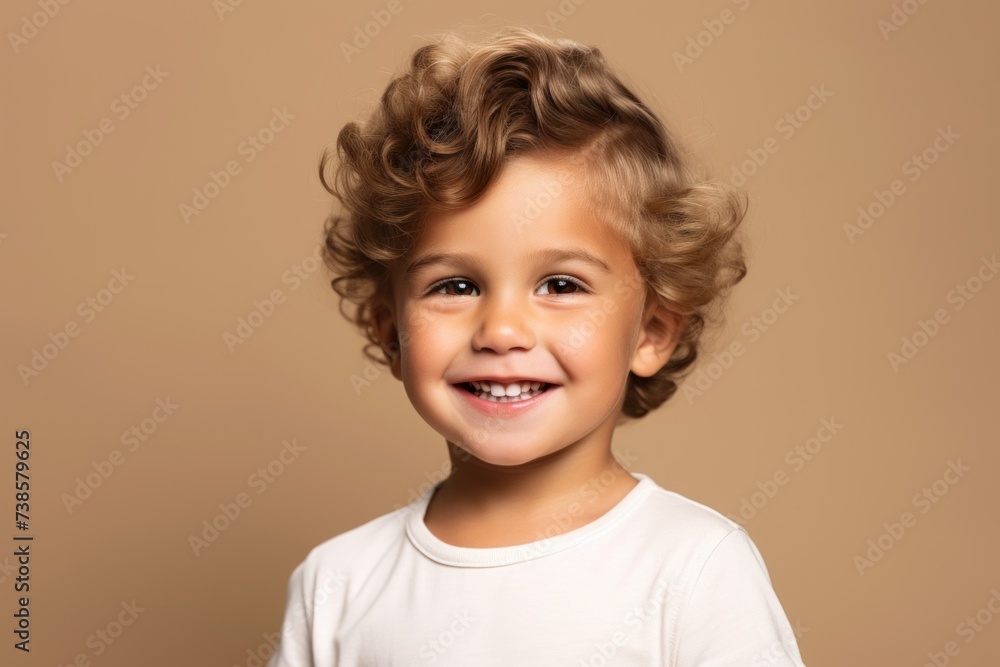 Portrait of a smiling little boy looking at camera over brown background Portrait of a smiling little boy looking at camera over brown background