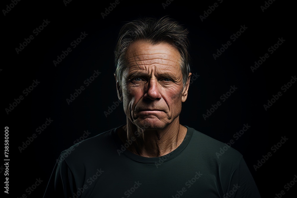 Portrait of an angry senior man on a black background. Studio shot. Portrait of an angry senior man on a black background. Studio shot.