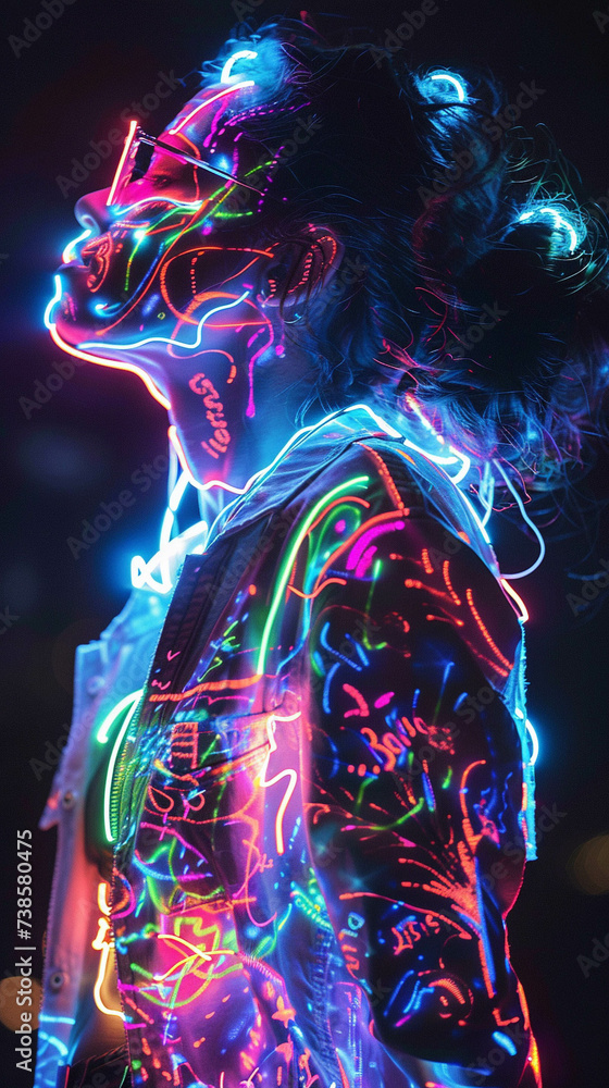 Flash tattoos dance party energy pulsate in neon typography Flash tattoos dance party energy pulsate in neon typography