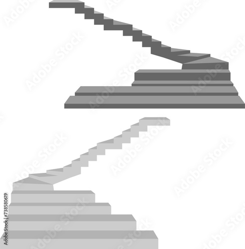 staircase in the house 3d interior staircases isolated on white background. the stair steps collection  
