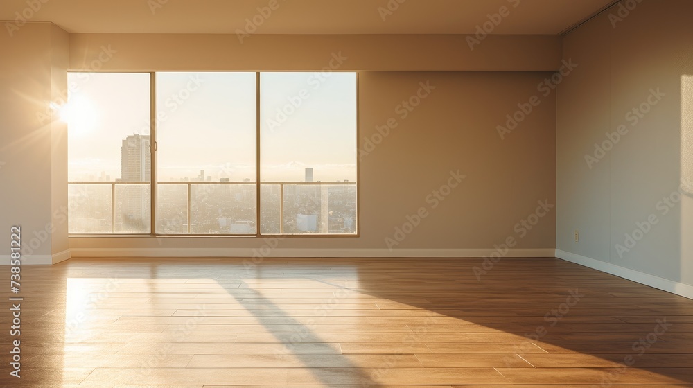 Empty apartment room for sale or rent, already built for interior design, beautiful light space, AI generated, space for text Empty apartment room for sale or rent, already built for interior design, beautiful light space, AI generated, space for text