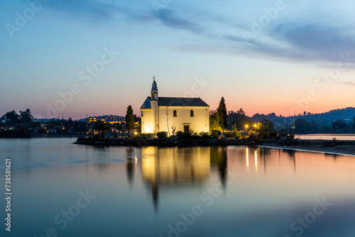 Evening view of the Ypapanti Church on the island of Corfu