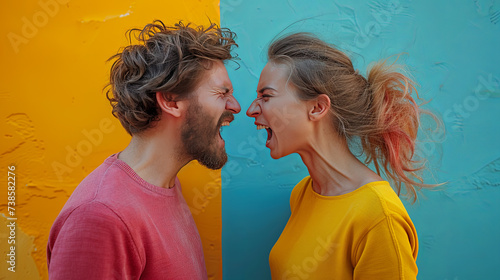 couple looking at each other and yelling 