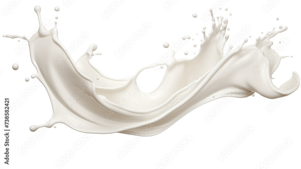 White milk or yogurt splash in wave shape isolated on white background. An element for creating collages for advertising and product presentations White milk or yogurt splash in wave shape isolated on white background. An element for creating collages for advertising and product presentations
