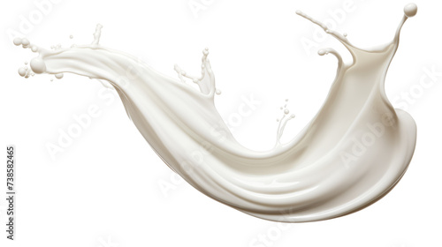 White milk or yogurt splash in wave shape isolated on white background. An element for creating collages for advertising and product presentations