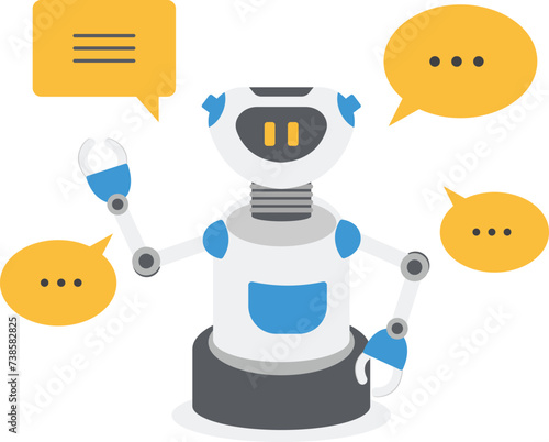 Chatbot online service to answer questions with machine learning or AI artificial intelligence, NLP neural language processing concept, smart robot talking with speech bubble, dialog on conversation.
