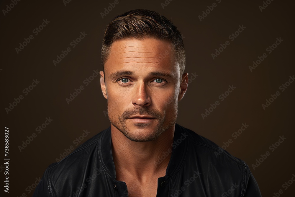 Portrait of a handsome young man in a black jacket. Men's beauty, fashion. Portrait of a handsome young man in a black jacket. Men's beauty, fashion.