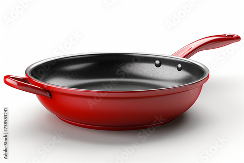 Red pan isolated on white background, Isolate object - Generative AI