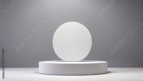 White round podium on grey background. 3d rendering, 3d illustration. © ASGraphics