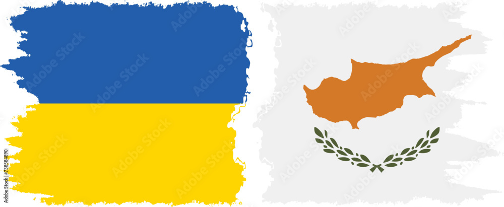 Cyprus and Ukraine grunge flags connection vector Cyprus and Ukraine grunge flags connection vector
