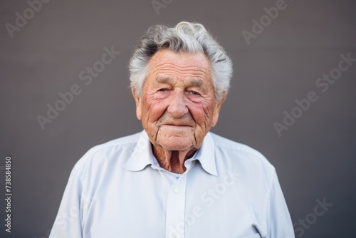 Portrait of an old man with grey hair and a white shirt © Loli