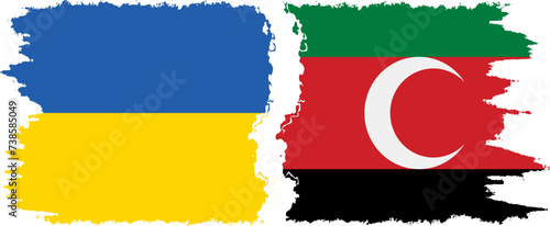 Darfur and Ukraine grunge flags connection vector