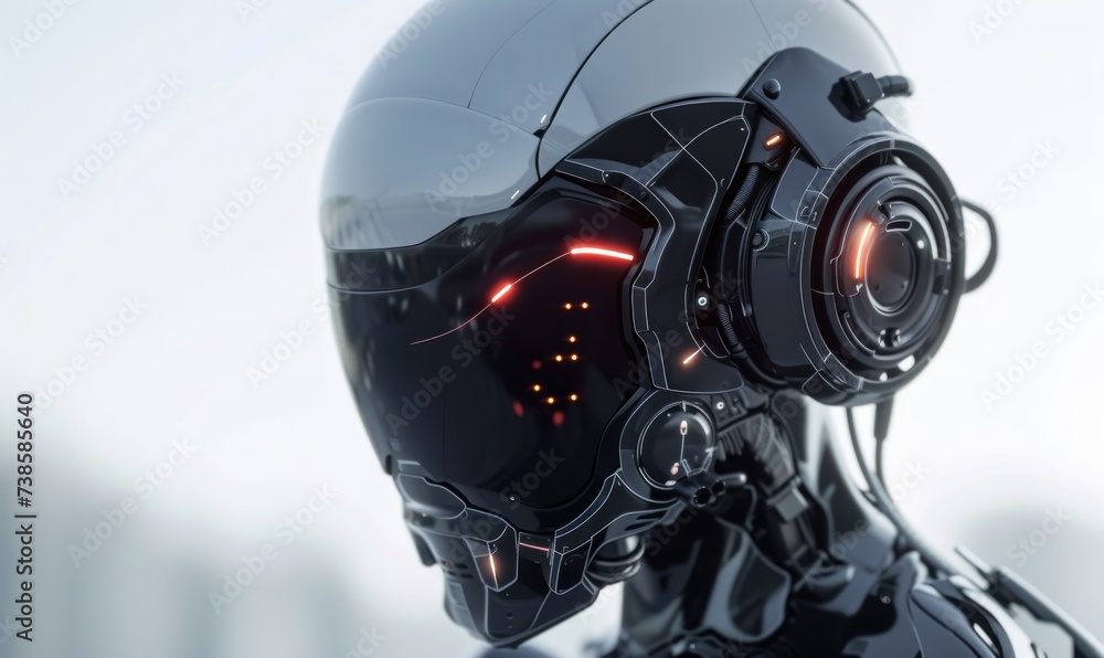 Military robot helmet detail. Military robot helmet detail.