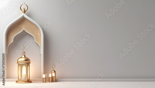 luxury golden white islamic ramadan kareem decorative elegant  background photo