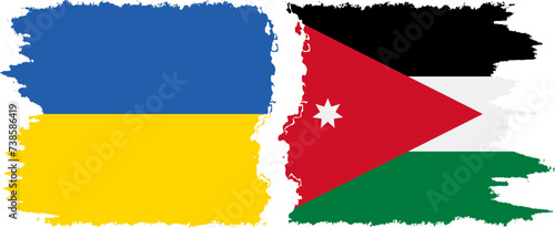 Jordan and Ukraine grunge flags connection vector