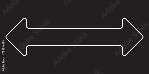 Double arrow icon, two side simple icon vector, White Arrow Isolated on black backgound