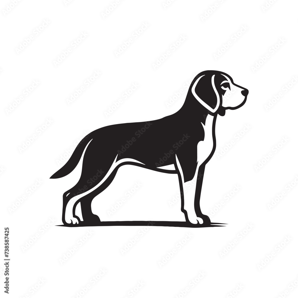 Radiant Reverie: Glowing Beagle Silhouette in the Enigmatic Night - Beagle Illustration - Beagle Vector
