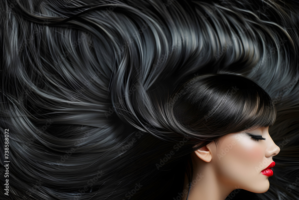 Obraz premium Portrait of woman with long hair.