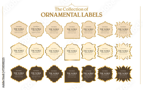 Ornamental Badge frame, collection of label set, decorative, luxury, exclusive. Vector emblem decorative card, ornate luxury design tag illustration, noble, decent, highend, classic, romantic, romance