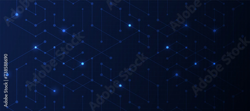 Abstract geometric dots connection on dark blue background.