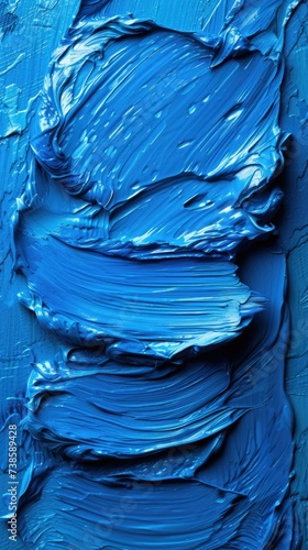 A blue paint texture on a canvas. Generative AI.