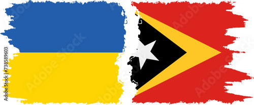 Timor-Leste - East Timor and Ukraine grunge flags connection vecto