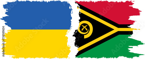 Vanuatu and Ukraine grunge flags connection vector