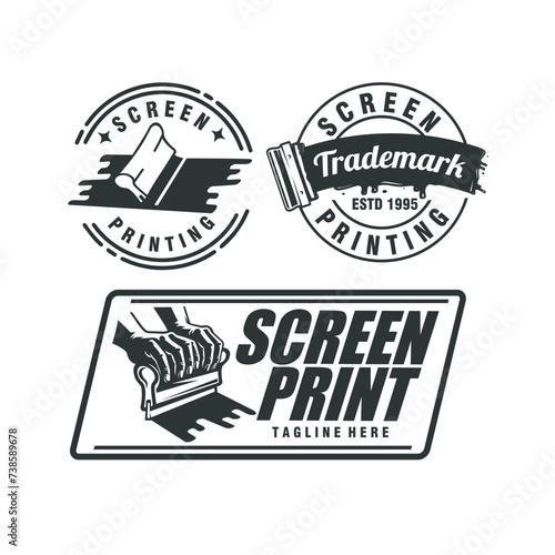 set screen printing vintage badge logo vector graphic illustration