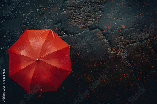 Red umbrella on background.