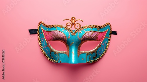 Festive Carnival Eye Mask Isolated on Solid Color Backdrop