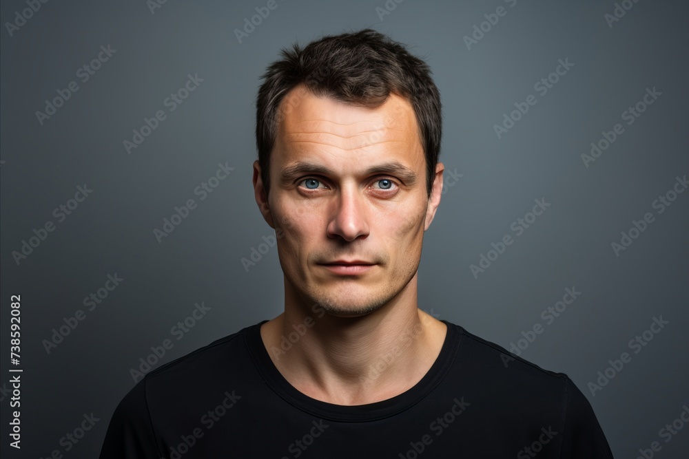 Portrait of a young man looking at camera over grey background. Portrait of a young man looking at camera over grey background.