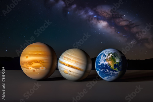 Planets of the solar system in the starry sky.
