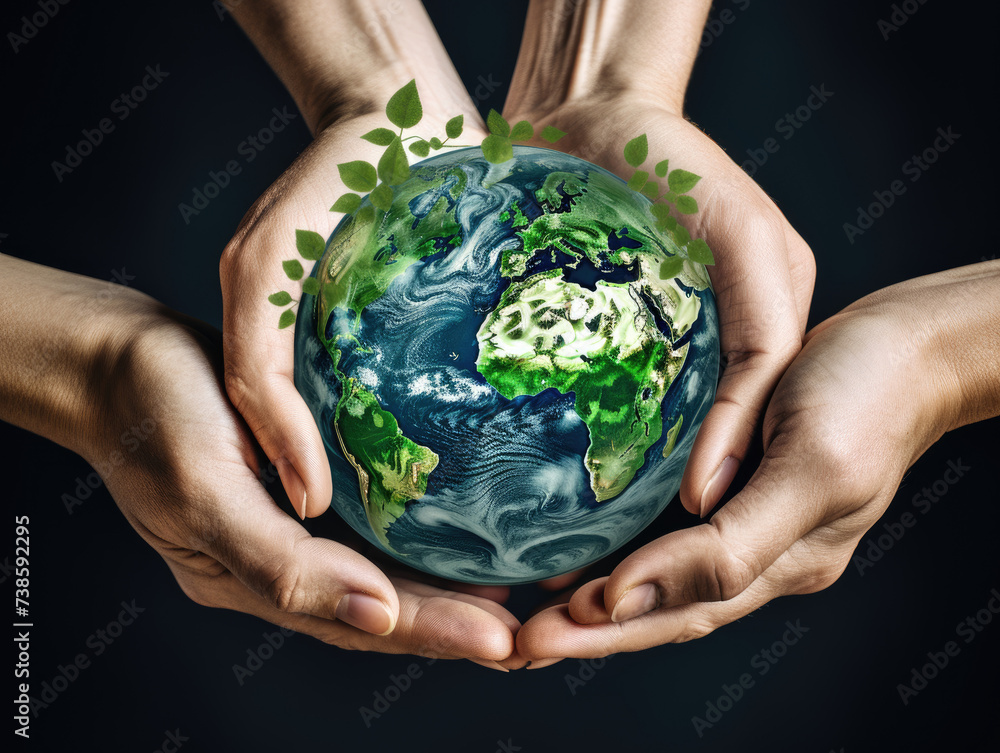 hands holding a green a circle a symbol of environmental protection. modern world, such as ecology, nature, and health