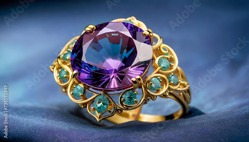 Alexandrite Jewelry, Gemstone, Precious, Luxury, Fashion, Accessories, Necklace, Earrings, Bracelet, Ring, Glamour, Sparkle, Gem, Elegant, AI Generated photo