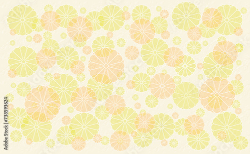 和柄　菊文様のパターンイラスト