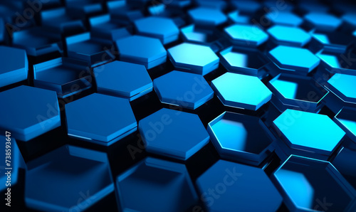 Fototapeta Naklejka Na Ścianę i Meble -  Abstract background of blue hexagons. 3d render