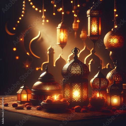 3d islamic lantern Islamic new year Ramadan Kareem wallpaper