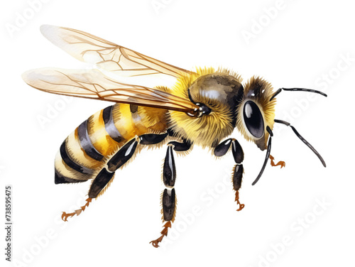 One honey bee isolated on a transparent background. © World of PNG