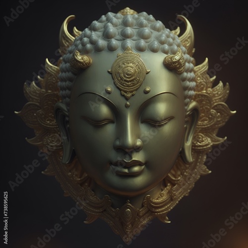 Buddha portrait, god statue. Fashionable background for design projects. Illustrations created using artificial intelligence. Illustrations and Clip Art AI generated.