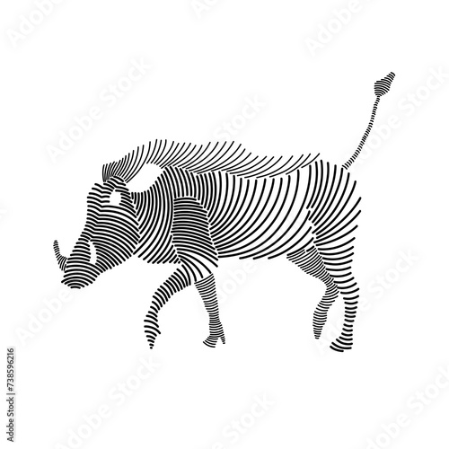 simple line art illustration of a wart hog 2
