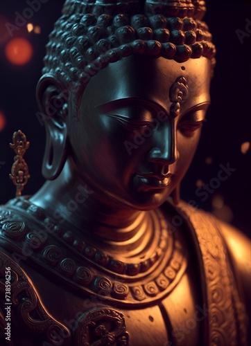 Buddha portrait  god statue. Fashionable background for design projects. Illustrations created using artificial intelligence. Illustrations and Clip Art AI generated.